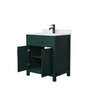 Wyndham Beckett 30" Single Bathroom Vanity In Green White Cultured Marble Countertop Undermount Square Sink Matte Black Trim WCG242430SGKWCUNSMXX