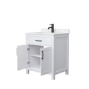 Wyndham Beckett 30" Single Bathroom Vanity In White Carrara Cultured Marble Countertop Undermount Square Sink Matte Black Trim WCG242430SWBCCUNSMXX