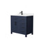 Wyndham Beckett 36" Single Bathroom Vanity In Dark Blue Carrara Cultured Marble Countertop Undermount Square Sink Matte Black Trim WCG242436SBBCCUNSMXX