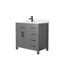 Wyndham Beckett 36" Single Bathroom Vanity In Dark Gray Carrara Cultured Marble Countertop Undermount Square Sink Matte Black Trim WCG242436SGBCCUNSMXX