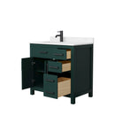 Wyndham Beckett 36" Single Bathroom Vanity In Green Carrara Cultured Marble Countertop Undermount Square Sink Matte Black Trim WCG242436SGKCCUNSMXX