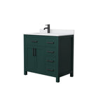 Wyndham Beckett 36" Single Bathroom Vanity In Green White Cultured Marble Countertop Undermount Square Sink Matte Black Trim WCG242436SGKWCUNSMXX