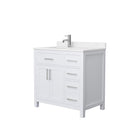 Wyndham Beckett 36" Single Bathroom Vanity In White Carrara Cultured Marble Countertop Undermount Square Sink Brushed Nickel Trim WCG242436SWHCCUNSMXX