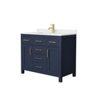 Wyndham Beckett 42" Single Bathroom Vanity In Dark Blue Carrara Cultured Marble Countertop Undermount Square Sink And No Mirror WCG242442SBLCCUNSMXX