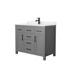 Wyndham Beckett 42" Single Bathroom Vanity In Dark Gray Carrara Cultured Marble Countertop Undermount Square Sink Matte Black Trim WCG242442SGBCCUNSMXX