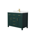 Wyndham Beckett 42" Single Bathroom Vanity In Green Carrara Cultured Marble Countertop Undermount Square Sink Brushed Gold Trim WCG242442SGDCCUNSMXX