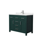 Wyndham Beckett 42" Single Bathroom Vanity In Green Carrara Cultured Marble Countertop Undermount Square Sink Brushed Nickel Trim WCG242442SGECCUNSMXX