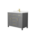 Wyndham Beckett 42" Single Bathroom Vanity In Dark Gray Carrara Cultured Marble Countertop Undermount Square Sink Brushed Gold Trim WCG242442SGGCCUNSMXX