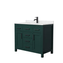 Wyndham Beckett 42" Single Bathroom Vanity In Green Carrara Cultured Marble Countertop Undermount Square Sink Matte Black Trim WCG242442SGKCCUNSMXX