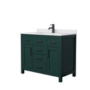 Wyndham Beckett 42" Single Bathroom Vanity In Green White Cultured Marble Countertop Undermount Square Sink Matte Black Trim WCG242442SGKWCUNSMXX