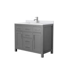 Wyndham Beckett 42" Single Bathroom Vanity In Dark Gray White Cultured Marble Countertop Undermount Square Sink And No Mirror WCG242442SKGWCUNSMXX