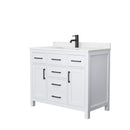 Wyndham Beckett 42" Single Bathroom Vanity In White Carrara Cultured Marble Countertop Undermount Square Sink Black Trims And No Mirror WCG242442SWBCCUNSMXX