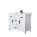 Wyndham Beckett 42" Single Bathroom Vanity In White White Cultured Marble Countertop Undermount Square Sink Black Trims And No Mirror WCG242442SWBWCUNSMXX