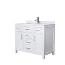 Wyndham Beckett 42" Single Bathroom Vanity In White White Cultured Marble Countertop Undermount Square Sink And No Mirror WCG242442SWHWCUNSMXX