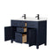 Wyndham Beckett 48" Double Bathroom Vanity In Dark Blue Carrara Cultured Marble Countertop Undermount Square Sinks Matte Black Trim WCG242448DBBCCUNSMXX