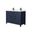 Wyndham Beckett 48" Double Bathroom Vanity In Dark Blue Carrara Cultured Marble Countertop Undermount Square Sinks Matte Black Trim WCG242448DBBCCUNSMXX