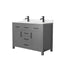 Wyndham Beckett 48" Double Bathroom Vanity In Dark Gray Carrara Cultured Marble Countertop Undermount Square Sinks Matte Black Trim WCG242448DGBCCUNSMXX