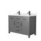 Wyndham Beckett 48" Double Bathroom Vanity In Dark Gray White Cultured Marble Countertop Undermount Square Sinks Matte Black Trim WCG242448DGBWCUNSMXX