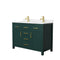 Wyndham Beckett 48" Double Bathroom Vanity In Green Carrara Cultured Marble Countertop Undermount Square Sinks Brushed Gold Trim WCG242448DGDCCUNSMXX