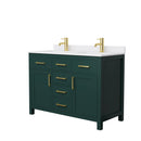 Wyndham Beckett 48" Double Bathroom Vanity In Green White Cultured Marble Countertop Undermount Square Sinks Brushed Gold Trim WCG242448DGDWCUNSMXX