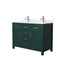 Wyndham Beckett 48" Double Bathroom Vanity In Green Carrara Cultured Marble Countertop Undermount Square Sinks Brushed Nickel Trim WCG242448DGECCUNSMXX