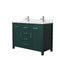 Wyndham Beckett 48" Double Bathroom Vanity In Green White Cultured Marble Countertop Undermount Square Sinks Brushed Nickel Trim WCG242448DGEWCUNSMXX