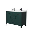 Wyndham Beckett 48" Double Bathroom Vanity In Green Carrara Cultured Marble Countertop Undermount Square Sinks Matte Black Trim WCG242448DGKCCUNSMXX