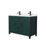 Wyndham Beckett 48" Double Bathroom Vanity In Green Carrara Cultured Marble Countertop Undermount Square Sinks Matte Black Trim WCG242448DGKCCUNSMXX