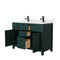 Wyndham Beckett 48" Double Bathroom Vanity In Green White Cultured Marble Countertop Undermount Square Sinks Matte Black Trim WCG242448DGKWCUNSMXX