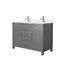 Wyndham Beckett 48" Double Bathroom Vanity In Dark Gray Carrara Cultured Marble Countertop Undermount Square Sinks Brushed Nickel Trim WCG242448DKGCCUNSMXX