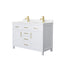 Wyndham Beckett 48" Double Bathroom Vanity In White Carrara Cultured Marble Countertop Undermount Square Sinks Brushed Gold Trim WCG242448DWGCCUNSMXX