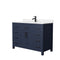 Wyndham Beckett 48" Single Bathroom Vanity In Dark Blue Carrara Cultured Marble Countertop Undermount Square Sink Matte Black Trim WCG242448SBBCCUNSMXX