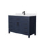 Wyndham Beckett 48" Single Bathroom Vanity In Dark Blue White Cultured Marble Countertop Undermount Square Sink Matte Black Trim WCG242448SBBWCUNSMXX