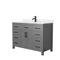 Wyndham Beckett 48" Single Bathroom Vanity In Dark Gray Carrara Cultured Marble Countertop Undermount Square Sink Matte Black Trim WCG242448SGBCCUNSMXX