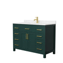 Wyndham Beckett 48" Single Bathroom Vanity In Green Carrara Cultured Marble Countertop Undermount Square Sink Brushed Gold Trim WCG242448SGDCCUNSMXX