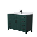 Wyndham Beckett 48" Single Bathroom Vanity In Green White Cultured Marble Countertop Undermount Square Sink Matte Black Trim WCG242448SGKWCUNSMXX