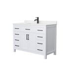 Wyndham Beckett 48" Single Bathroom Vanity In White Carrara Cultured Marble Countertop Undermount Square Sink Matte Black Trim WCG242448SWBCCUNSMXX