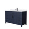 Wyndham Beckett 54" Single Bathroom Vanity In Dark Blue White Cultured Marble Countertop Undermount Square Sink Matte Black Trim WCG242454SBBWCUNSMXX