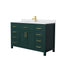 Wyndham Beckett 54" Single Bathroom Vanity In Green White Cultured Marble Countertop Undermount Square Sink Brushed Gold Trim WCG242454SGDWCUNSMXX