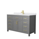 Wyndham Beckett 54" Single Bathroom Vanity In Dark Gray White Cultured Marble Countertop Undermount Square Sink Brushed Gold Trim WCG242454SGGWCUNSMXX