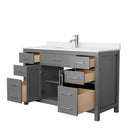 Wyndham Beckett 54" Single Bathroom Vanity In Dark Gray Carrara Cultured Marble Countertop Undermount Square Sink and No Mirror WCG242454SKGCCUNSMXX