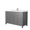 Wyndham Beckett 54" Single Bathroom Vanity In Dark Gray Carrara Cultured Marble Countertop Undermount Square Sink And No Mirror WCG242454SKGCCUNSMXX