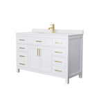 Wyndham Beckett 54" Single Bathroom Vanity In White White Cultured Marble Countertop Undermount Square Sink Brushed Gold Trims And No Mirror WCG242454SWGWCUNSMXX