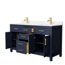 Wyndham Beckett 60" Double Bathroom Vanity In Dark Blue Carrara Cultured Marble Countertop Undermount Square Sinks and No Mirror WCG242460DBLCCUNSMXX