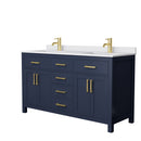 Wyndham Beckett 60" Double Bathroom Vanity In Dark Blue White Cultured Marble Countertop Undermount Square Sinks And No Mirror WCG242460DBLWCUNSMXX