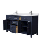 Wyndham Beckett 60" Double Bathroom Vanity In Dark Blue White Cultured Marble Countertop Undermount Square Sinks Brushed Nickel Trim WCG242460DBNWCUNSMXX