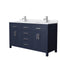 Wyndham Beckett 60" Double Bathroom Vanity In Dark Blue White Cultured Marble Countertop Undermount Square Sinks Brushed Nickel Trim WCG242460DBNWCUNSMXX