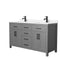 Wyndham Beckett 60" Double Bathroom Vanity In Dark Gray Carrara Cultured Marble Countertop Undermount Square Sinks Matte Black Trim WCG242460DGBCCUNSMXX