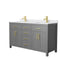 Wyndham Beckett 60" Double Bathroom Vanity In Dark Gray White Cultured Marble Countertop Undermount Square Sinks Brushed Gold Trim WCG242460DGGWCUNSMXX