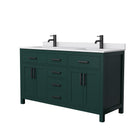 Wyndham Beckett 60" Double Bathroom Vanity In Green White Cultured Marble Countertop Undermount Square Sinks Matte Black Trim WCG242460DGKWCUNSMXX